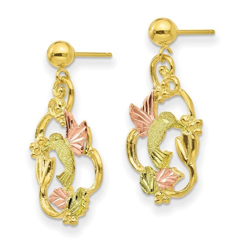 Pre-owned Black Hills Gold 10k Tri-color  Post Earrings In Yellow