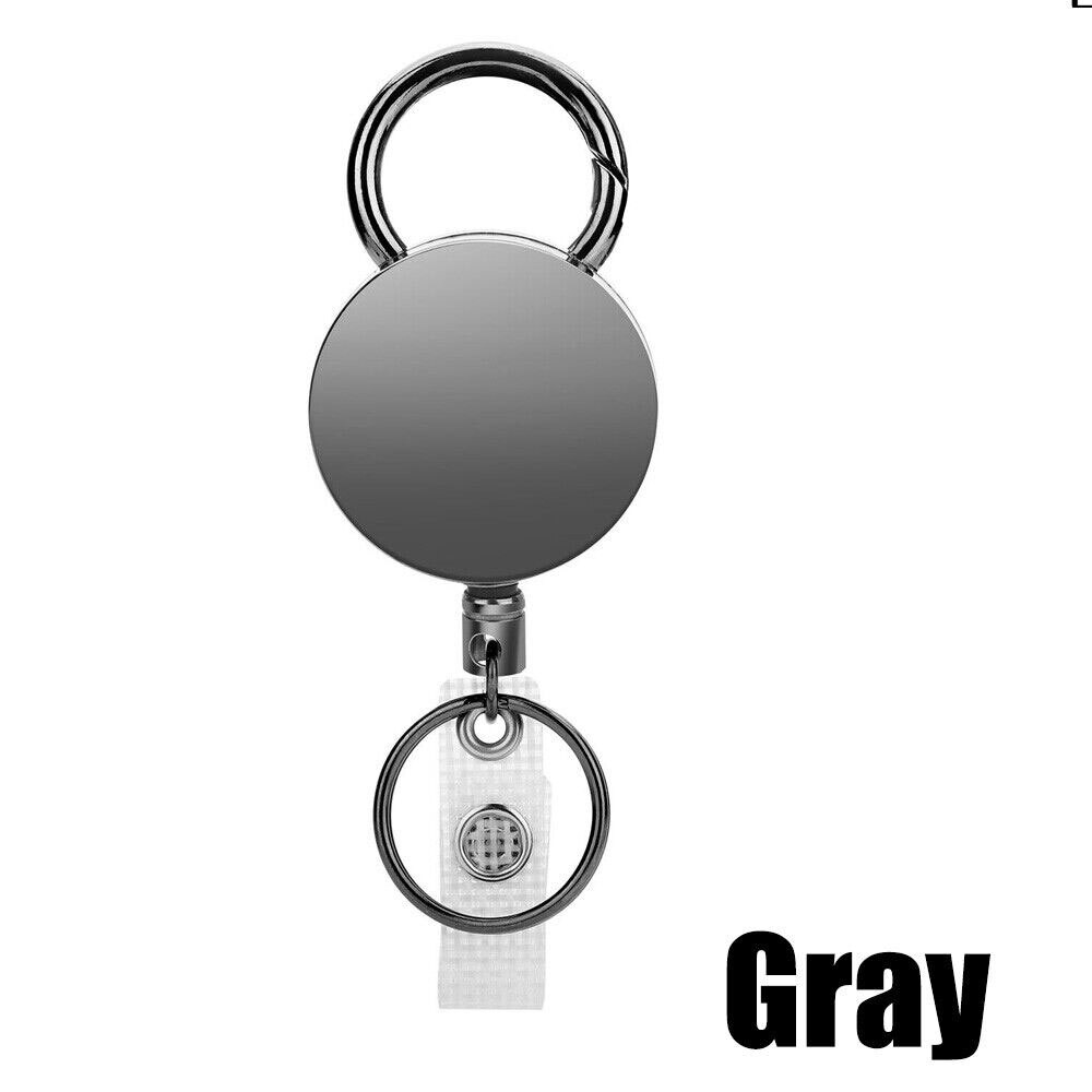 2 Pcs Retractable Badge Reel ID Card Holders Heavy Duty With Belt Clip Key Ring