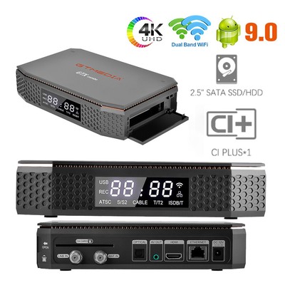 4K UHD Android Smart TV Box DVB-S2X/ATSC-T/J.83B Quad Core Media Stream Player