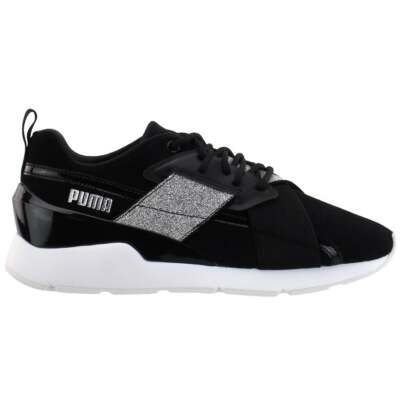 Puma Muse X2 Shimmer Glitter Lace Up Женские черные кроссовки Повседневная обувь 372101-