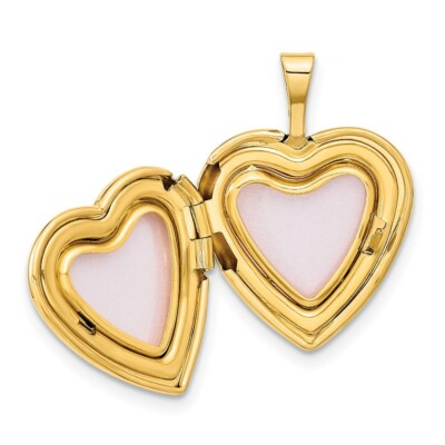 Pre-owned Skyjewelers Real 14k Yellow Gold 16mm Polished & Satin I Love You Heart Locket