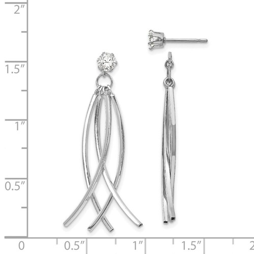 Pre-owned Goldia 14k White Gold Curved Dangles With Cz Stud Earring Jackets