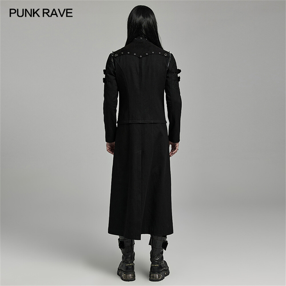 Pre-owned Punk Rave Men Steampunk Detachable Gothic Jackets Motorcycle Visual Coat Vests In Black