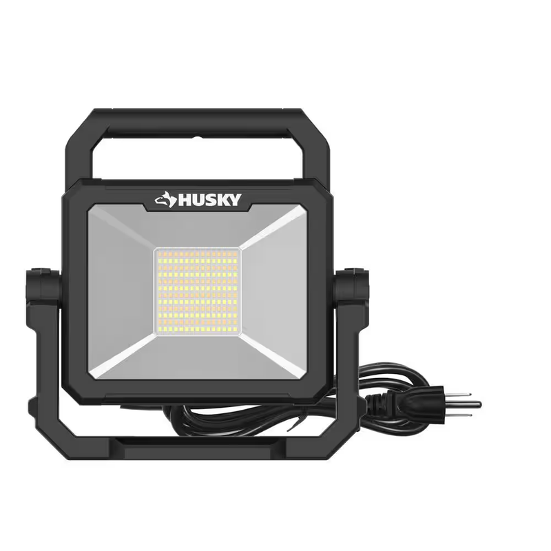 Husky Work Light 6000 Lumens Corded LED Adjustable Stand IP65 Jobsite Flood