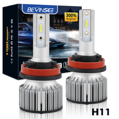 Bevinsee H8 H9 H11 LED Headlight Foglight Bulbs High Low Beam Lamp White Lights