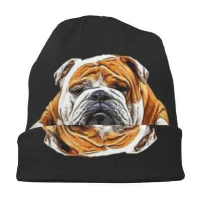 English Bull Dog Reversible Black Beanie Hat bulldog owner gift skully skull cap