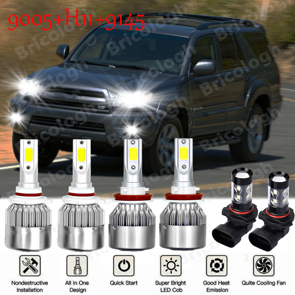 For Toyota 4Runner 2006 2007 2008 2009 LED Headlights High/Low +Fog Lights Bulbs