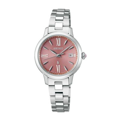 Pre-owned Seiko Lukia Ssvw219 Stainless Steel Radio Solar Watch Pink Garnet Glow 27.5mm