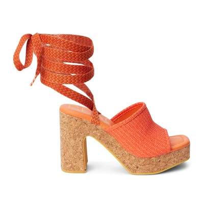 BEACH by Matisse Magnolia Block Heels Lace Up Platform  Womens Orange Casual San