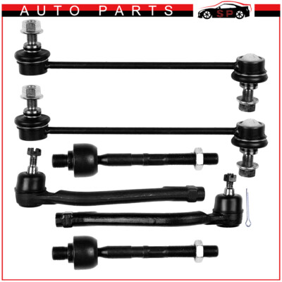 2007-2009 10 For Hyundai Elantra 6PCS Front Inner Outer Tie Rods Sway Bar Links