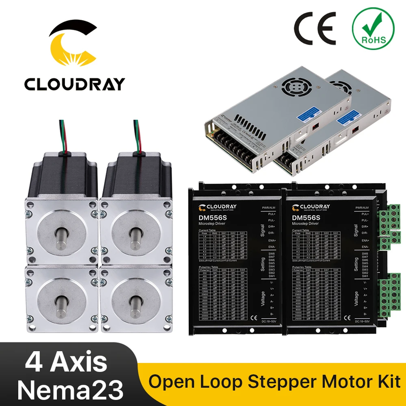 4 Axis CNC Router Kit 3N.m Nema 23 Stepper Motor + DM556S Stepper Driver + 350W
