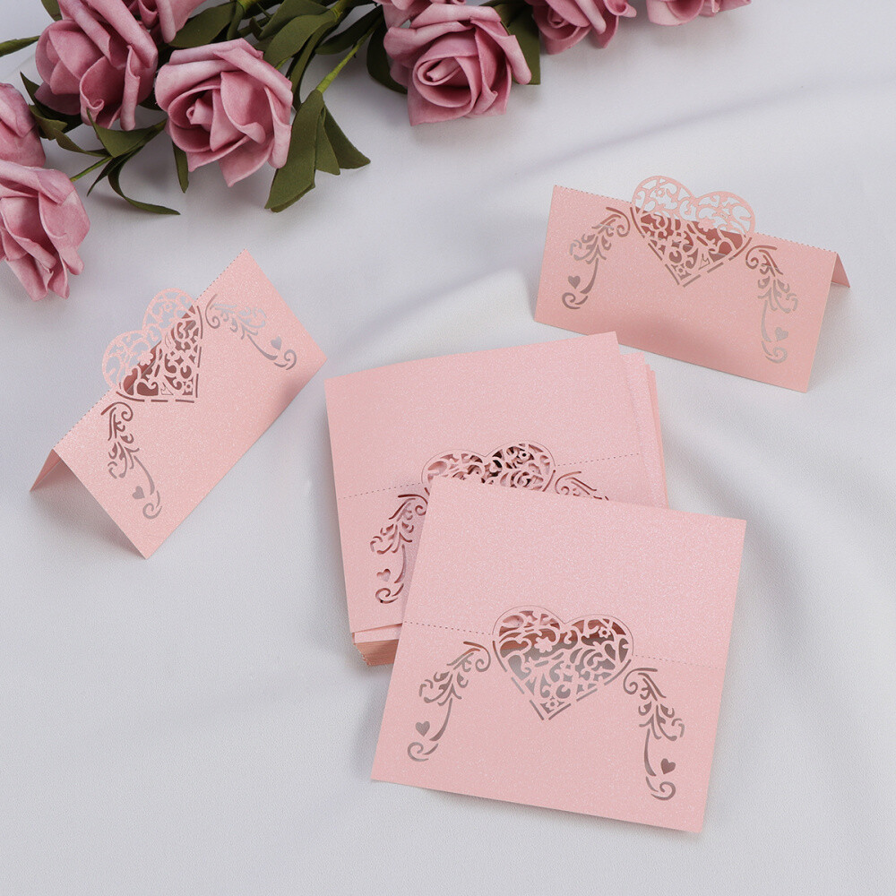 50pcs Cut Heart Shape Table Name Card Place Card Wedding Party
