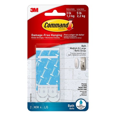 3M Command Bath Hooks Strips Caddy Holder Shower Water Resistant, Select A Type