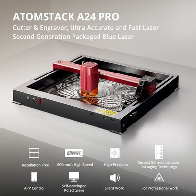 ATOMSTACK A24 Pro 24W Laser Engraver Cutter Fixed Focus 32-bit Motherboard DIY
