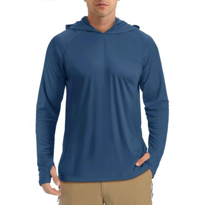UPF 50+ Men Long Sleeve Sun UV Protection Outdoor Hiking Hoodies Sunscreen Shirt