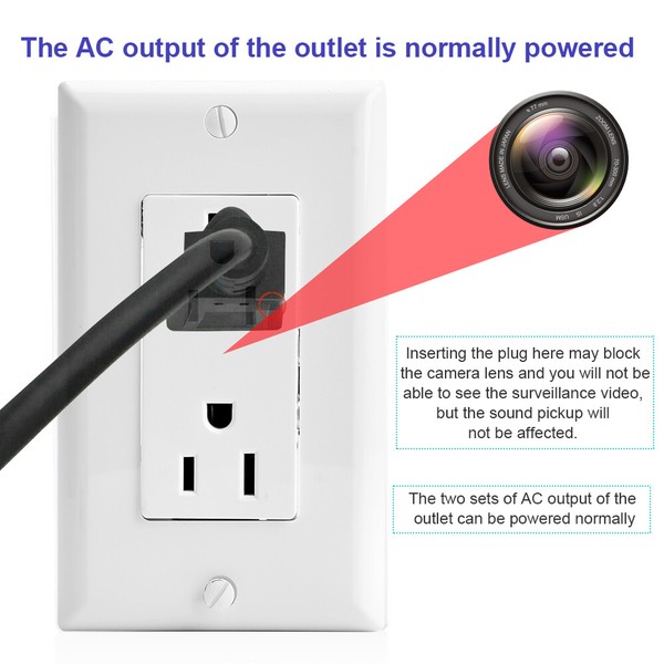 1080P HD WiFi IP Wall AC Outlet Home Security Nanny Camera Audio Video Recorder - Image 19