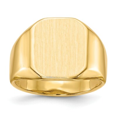 Pre-owned Superdealsforeverything Real 14kt Yellow Gold 15.5x13.0mm Open Back Mens Signet Ring S:10