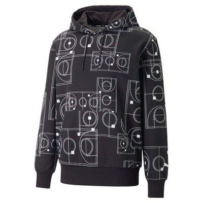 

Puma Courtside Booster Pullover Hoodie Мужская черная повседневная верхняя одежда 53856001, Черный