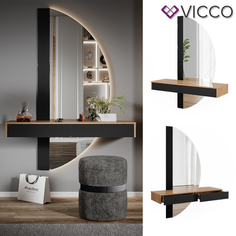 Schminktisch Melisa Eiche Schwarz 120 Cm Mit 2 Schubladen Vicco