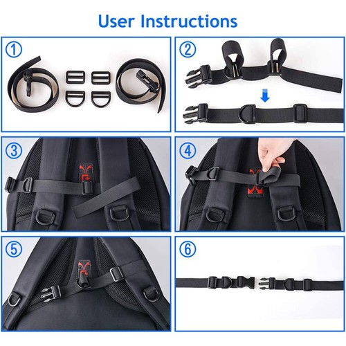 2pc Backpack Chest Strap Heavy Duty Adjustable Backpack Sternum Strap Chest belt