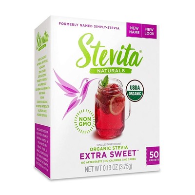 Stevita Simply Stevia Organic USDA — без наполнителей, пакеты по 50 х 0,13 унции