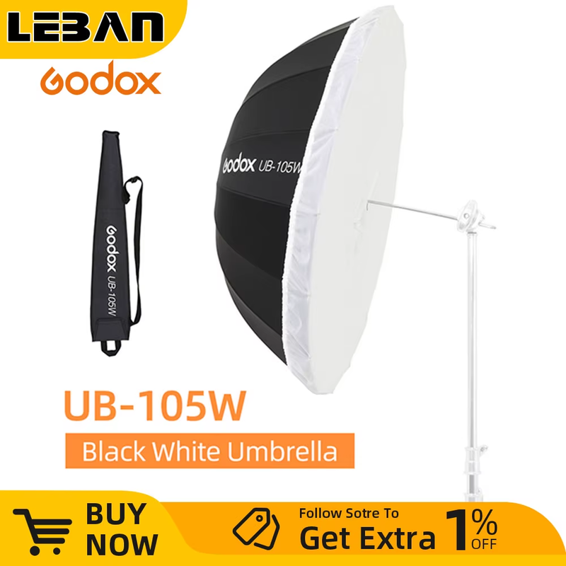 UB-105W 41in 105cm Parabolic Black White Reflective Umbrella Studio Light Umbrel