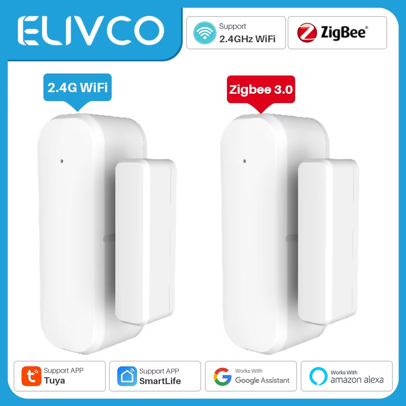 Tuya Smart Door Sensor WiFi/Zigbee Door Window Open Closed Detector Smart Home S