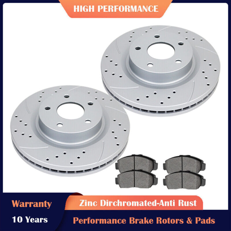 Front Slotted Rotors Disc And Brake Pads For 2013-2016 2017 Nissan Altima Brakes