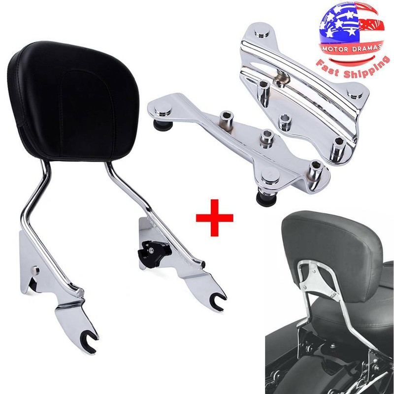 Chrome Backrest Sissy Bar / Docking Hardware For Harley Touring Models 2009-2013