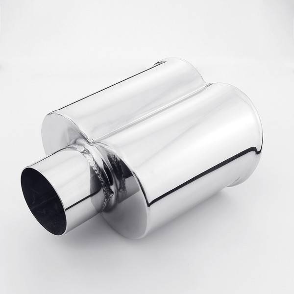2.25" Inlet dual oval shape Rolled Resonated Stainless Steel Exhaust