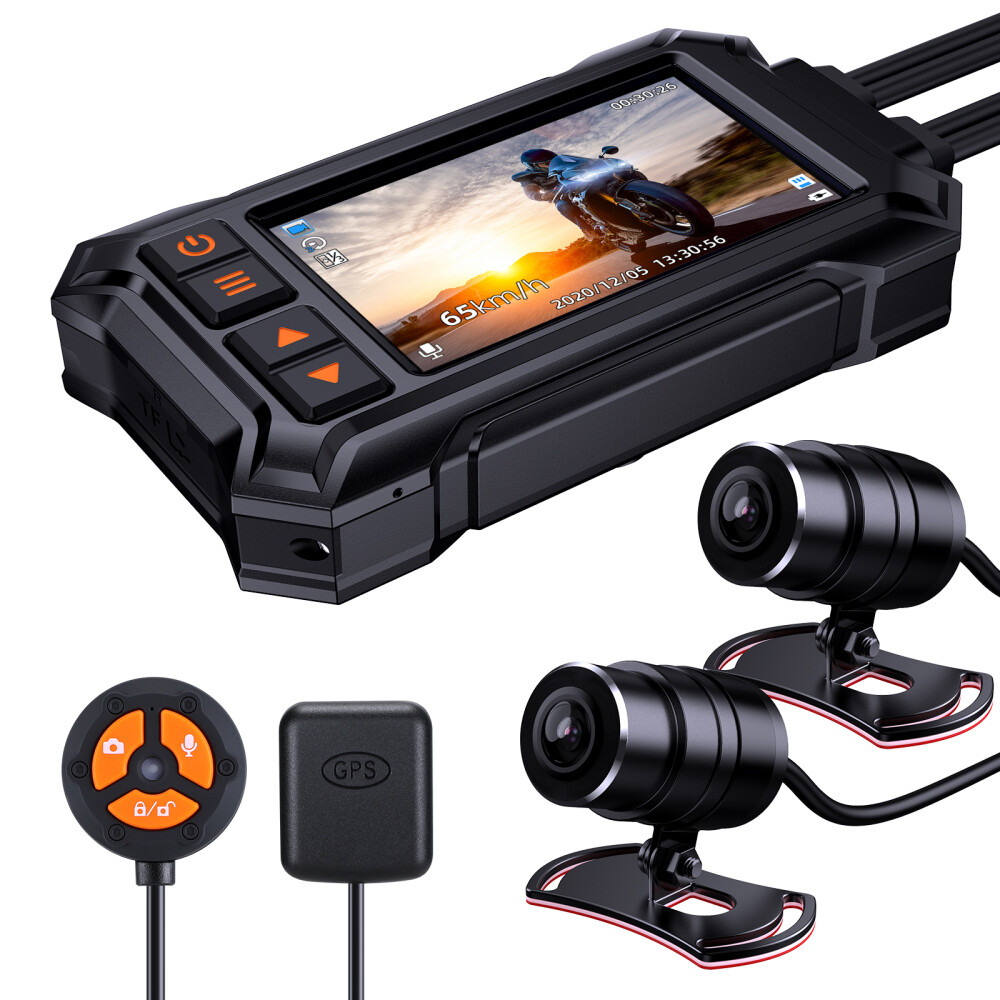 3" Motorcycle Dash Camera GPS WIFI 1080P DashCam GSensor Loop Recorder