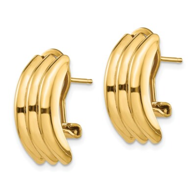 Pre-owned Superdealsforeverything Real 14kt Yellow Gold Omega Post Earrings