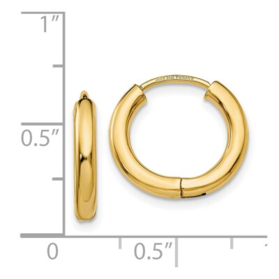 Pre-owned Skyjewelers Real 14kt Yellow Gold Polished Hollow Hoop Earrings