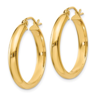 Pre-owned Superdealsforeverything Real 14kt Yellow Gold Round Tube Hoop Earrings