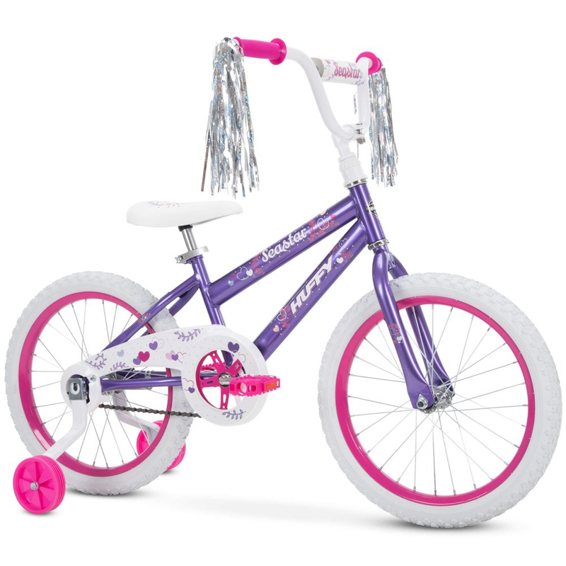 GIRLS KIDS TRAINING BIKE 18 Inch Wheels Ages 4-6 Years, Metallic Purple
