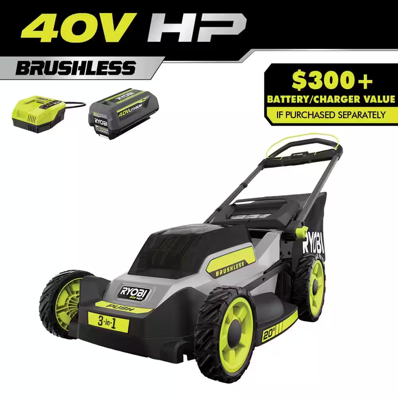 Lawn Mower Walk Behind Push 40V HP Brushless 20 Cordless Long