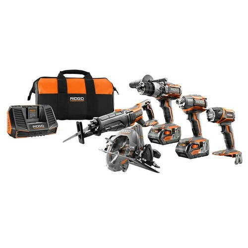 Ridgid R9652 18-Volt Tool Combo Kit 5-Piece