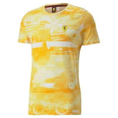

Puma Sf Race Printed Crew Neck Short Sleeve TShirt Mens Size  Casual Tops 5358, Оранжевый, Puma Sf Race Printed Crew Neck Short Sleeve TShirt
