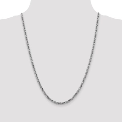 Pre-owned Samajewelers Real 14k White Gold 4.3mm Semi-solid 3-wire Wheat Chain; 24 Inch; Lobster Clasp