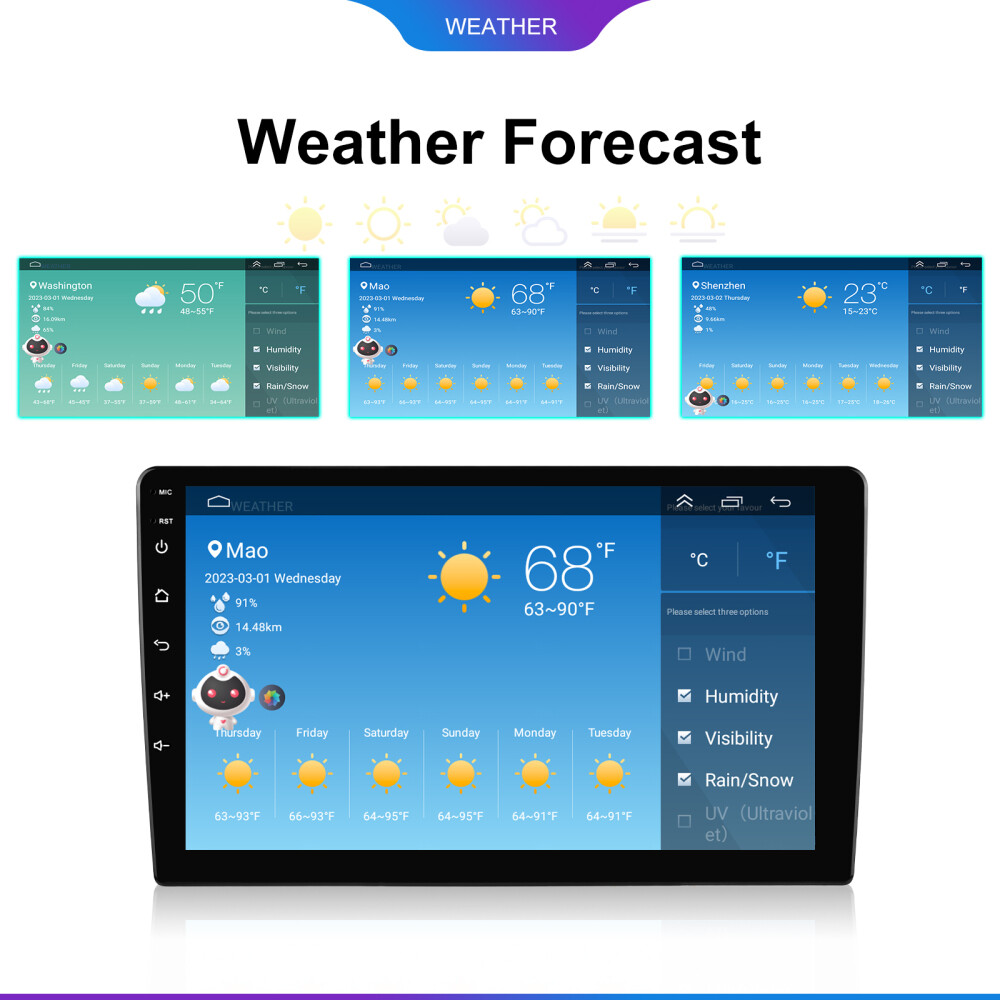 4+64GB 10.1 Inch 2 DIN Car Stereo Radio Android 13 Carplay GPS Navi BT WIFI IPS
