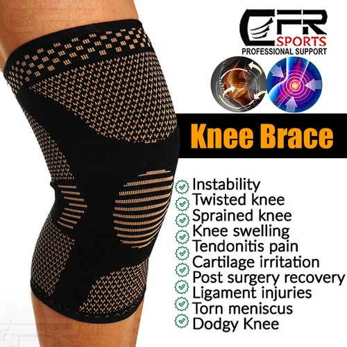 Knee Sleeves Compression Brace Support Sport Joint Injury Pain Arthritis Copper