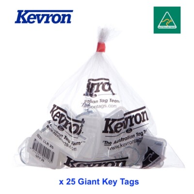Bulk Office Key Tags Bag Of 25 ID30 Giant CLEAR Plastic KEVRON Tags-FREE POST