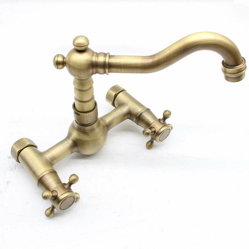 Antik Messing Spültischarmatur, Wandmontage Dusche Armatur Bad