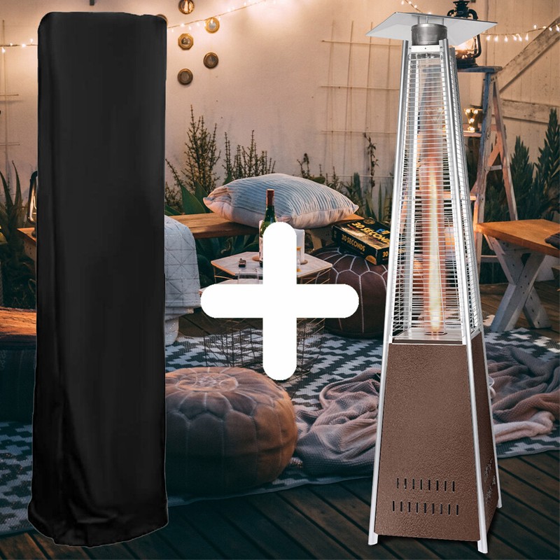 Patio Pyramid Heater Outdoor Garden Propane Gas Flame Heating 42,000 BTU Wheels