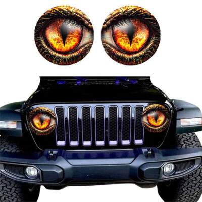 Round Headlight Decals 3D Stereo Beast Eye Headlight Decal for Car Window Bumper