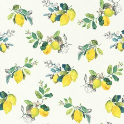 Rasch Textil 871608 Petite Fleur 5 White Yellow Green Lemon Fabric Fabic