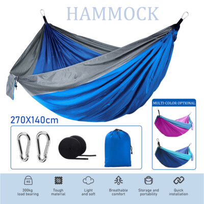 2 Person Double Camping Hammock Chair Bed Outdoor Hanging Swing Sleeping Gear US