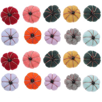  20 Pcs Craft Pumpkin Ball Garland Mini Felt Autumn Decor Pumpkins DIY Handmade
