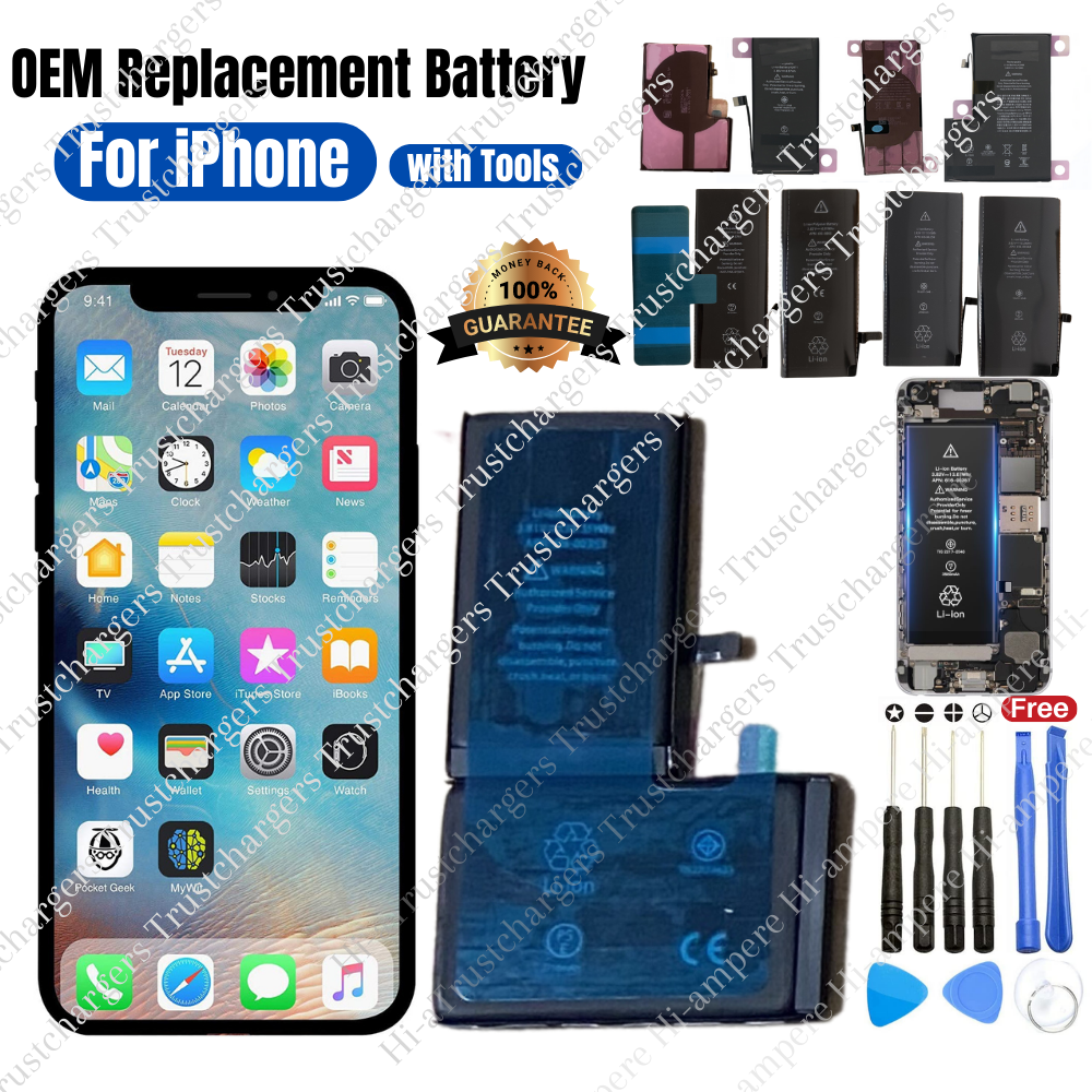 Replacement Battery with Tool Lot For iPhone 6 7 8 Plus X XR XS 11 12 13 Pro Max