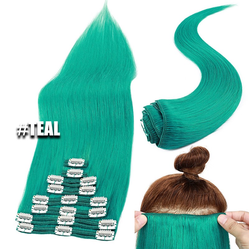 RUSSIAN 100% Human Hair Clip In Real Remy Hair Extensions Full Head 8"-24" Weave